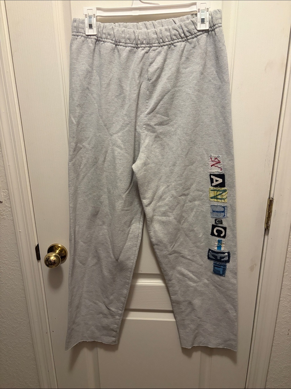 Unemployed Denim Straight Leg Nantucket Patchwork Gray Sweatpants with Raw Hem